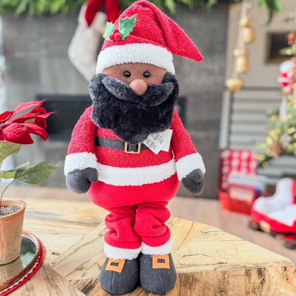 NWT-African American Santa Claus Christmas Decor w/ Extendable Legs 21”H-31.5”H - Picture 3 of 10